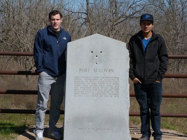 Blinn Geographic Society Students at Port Sullivan historical marker